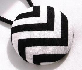 Ponytail Holder, Black and White Chevron