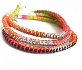 Friendship bracelet leather ball chain set of three