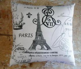 French Country Pillow, French Decor, Eiffel Tower, Paris, Cottage Decor