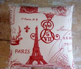 French Country Pillow, Paris Decor, Eiffel Tower, Cottage Decor