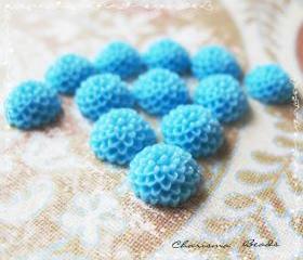 12 Resin Chrysanthemum Mum Flower Cabochons Accessory 10x4.5mm
