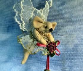 Mouse Fairy with Heart and Roses Hanging Ornament