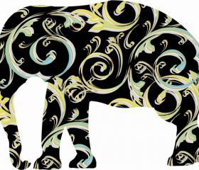 Black Elephant Decals with Swirly patterns