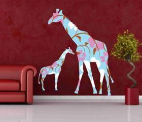 Mother and Baby Giraffe Decals Wall Vinyl Sticker
