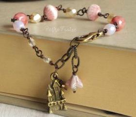 Fairytale Castle Bracelet Vintage Style "Once Upon A Time, In A Castle..." - 'Treasures' Collection - Antiqued Brass, Soft Dusty