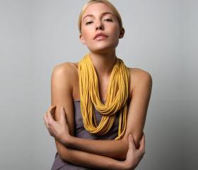 Circle Scarf Necklace - Infinity Loop Scarves - Mustard Necklush