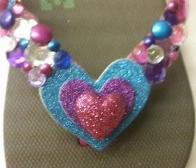 Glitter Heart Flip Flops