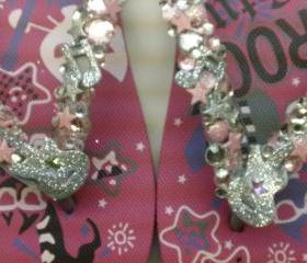 Glitter Rhinestone Guitar Flip Flops
