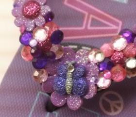 Glitter Purple Butterfly Flip Flops
