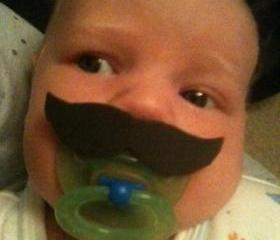 Mustache Boy Pacifier Burt Reynolds Style
