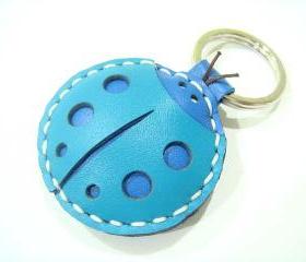 Penny the LadyBug leather charm / Keychain ( Blue )
