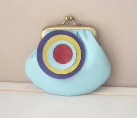 Cute Leather Coin Purse in Baby Blue