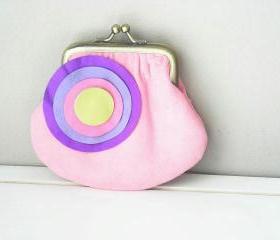 Cute Suede Leather Coin Purse in Light Pink