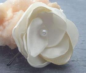 Fabric Flower Bobby Pin in Ivory - Customizable in your wedding colors