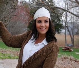Pre-Tied Bandana/Headband-Cream Brocade-Womens/Teens