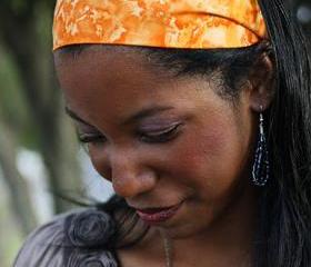 Pre-Tied Bandana, Orange Watercolor -Womens/Teens