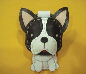 Nico the French Bull Dog Leather Charm ( Black / White )