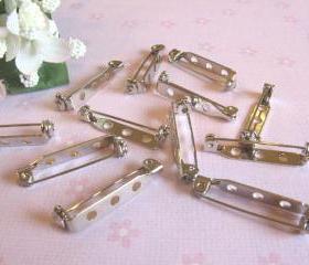 40 Brooch Back Pins - 1 inch - 3 holes