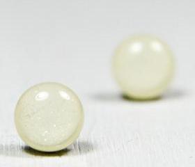 Soft White Stud Earrings - Medium Sized Post Earrings - Handmade Polymer Clay Post Studs