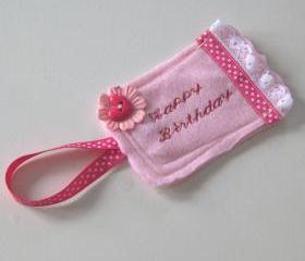 Pink felt gift tag