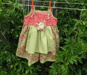 Girl Dress Size 6 Green Pink