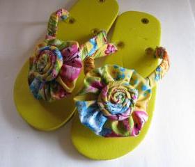 Yellow Decorated Flip Flops