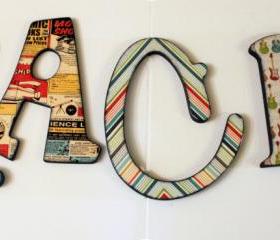 Custom Names Words Decoupaged Wood Letters