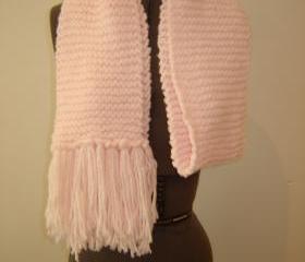 Pink Handmade Knitted Scarf
