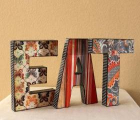 Decoupaged Custom Names Words Letters