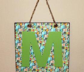 Name Custom Wall Hanging Sign- Personalized Decoupage Letter M Initial