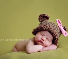 Beary Cute Bear Hat Sizes newborn to Toddler Photography Prop