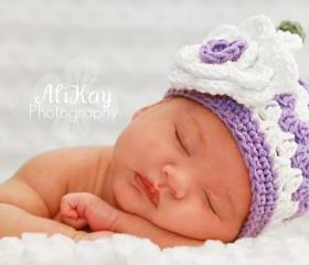 Purple Flower Hat Newborn size only Photography Prop
