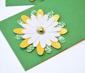 Gift Tags - 6 Crazy Daisy Paper Flowers with Vintage Sequins
