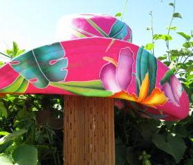 Hot Pink Peach Wide Brim Sunhat Womens