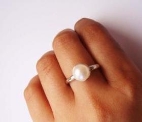 Classic Pearl Ring- Made to order sterling silver and freshwater pearl ring.