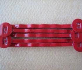 10PCS - Red - Hair Pins - 8MM Round Pad - Jewelry Findings by ZARDENIA