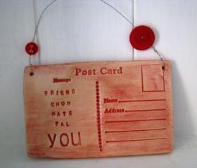 Friend postcard - Handmade Ceramic. Made in Wales, UK. Ready to ship.