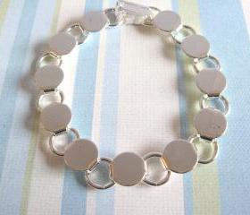Disk Loop Glue On Bracelet 7.2 inch - Silver Plated