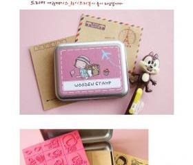 Korean DIY Wooden Stamp Set - Dark Pink