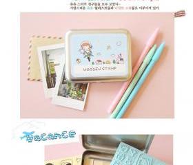 Korean DIY Wooden Stamp Set - Blue