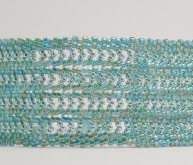 Bead Woven Bracelet Herringbone Stitch with Blue Green