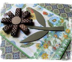 Brown Polka Dots Flower Handmade Cards (set of 3)