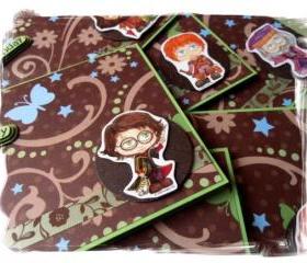 Kreepy Kids Harry Potter Waving Wands and with Leaky Cauldrons Series Happy Birthday Handmade Cards (set of 6)