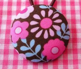 XL Ponytail Holder, Brown with Flowers