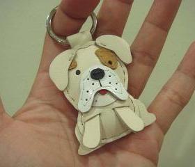 Sam the English Bulldog Leather Charm ( Cream )
