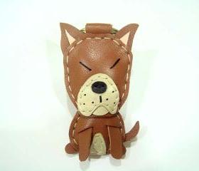Ryan the Pit Bull Terrier leather keychain ( Brown )