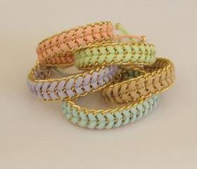 Pastel sorbet - handwoven stacking summer bracelet in mint peach beige lavender or lime CHOOSE your colour
