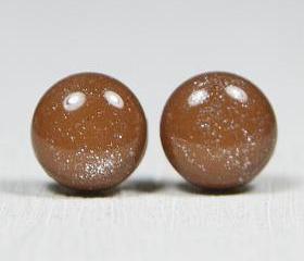 Raw Sienna Sparkle Stud Earrings - Skin Tone Studs - Post Earrings - Handmade Polymer Clay Posts Jewelry