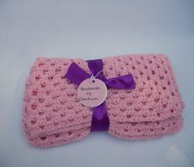 Pink Crocheted Baby Blanket