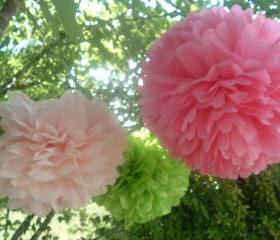 6 Tissue paper Pom Poms. Ready to fluff. Choose your colors. Party decorations